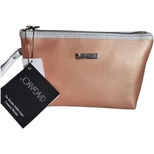 New Joan & David Metallic Pebble Grain Cosmetic Makeup Handbag Wristlet